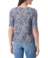 Gloria Vanderbilt Women's Alanis Printed Boat-Neck Tee