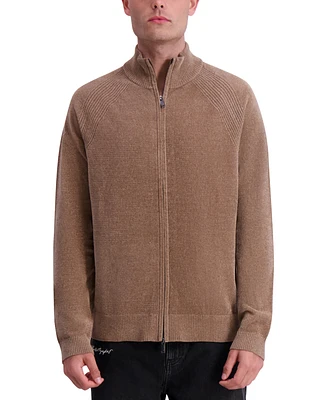 Karl Lagerfeld Paris Men's Chenille Full Zip Sweater