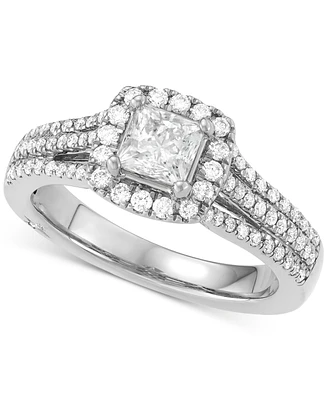 Diamond Princess Halo Engagement Ring (1-1/5 ct. t.w.) in 18k White Gold