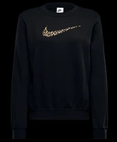 Nike Women's Club Leopard-Print Logo Sweatshirt