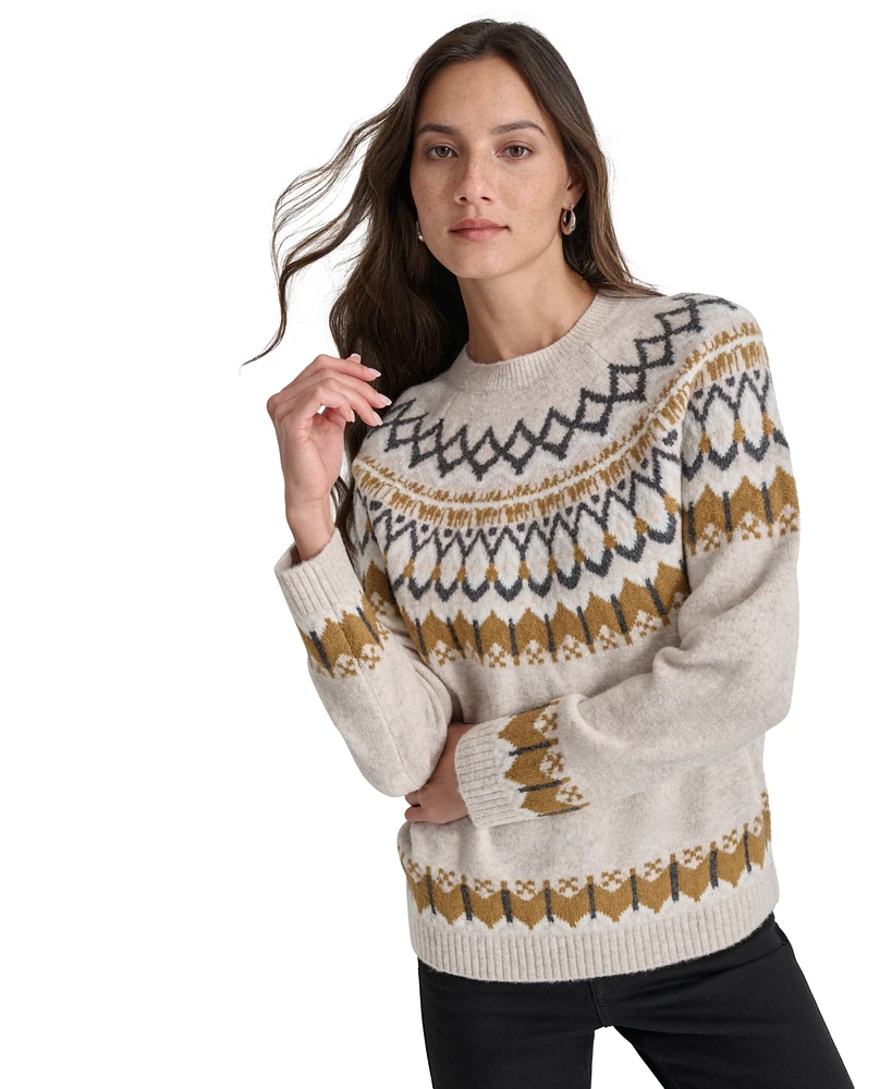 Dkny Jeans Women's Fair Isle Crewneck Raglan Sweater