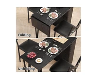 gaomon Bar Table and Chairs Set of 2, 3 Piece Counter Height Dining Table Set with 3-Layer Shelves and 2 Upholstered Chairs