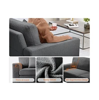 gaomon 83" Sofa Couch for Living Room, Teddy Fleece Comfy Sofa, 3 Seater Couch, Deep Seat Sofa, Modern Couch with 2 Pillows, Sleeper Couch for Living