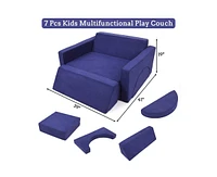 gaomon 7Pcs Kids Play Couch, Modular Kids Sofa Toddler Couch