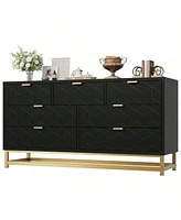 gaomon Dresser For Bedroom, Large 6 Drawer Dresser Organizer With Golden Metal Handle And Legs, Modern Chest Of Drawers, Large Dresser For Closet