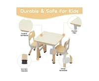 gaomon Toddler Table and 4 Chairs Set with Graffiti Desktop, Height Adjustable Kids Table and Chairs Set with Storage, Non-Slip Legs, Kids Activity Ta