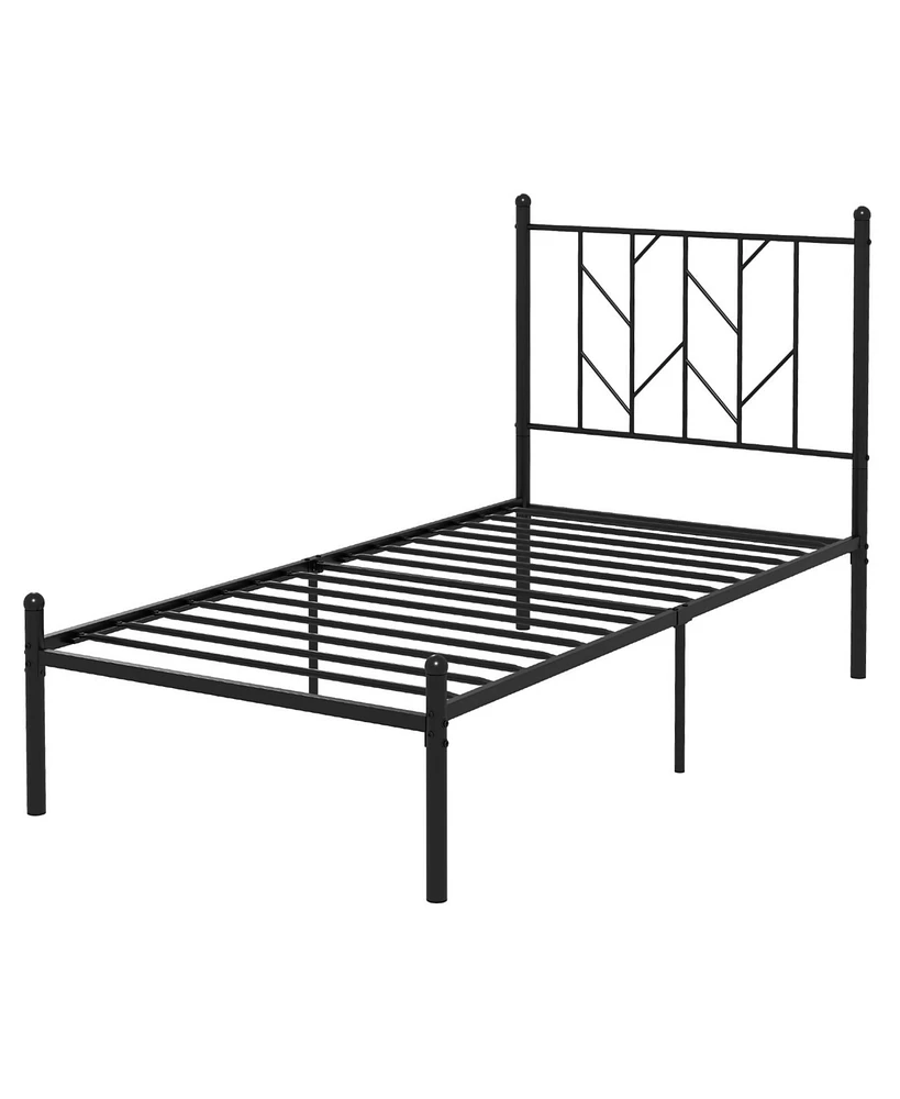 Sugift Twin Size Platform Bed Frame with Sturdy Metal Slat Support