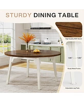 Tribesigns 47-Inch Round Dining Table with Solid Wood Legs,Industrial Dinner Table for 4-6 People