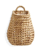 Casafield Open Weave Wall Hanging Basket for Plants and Flowers, Natural Water Hyacinth Boho Planter Accent for Front Door and Entryway
