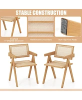 Givimo Set of 2 Rattan Accent Chairs with Natural Bamboo Frame