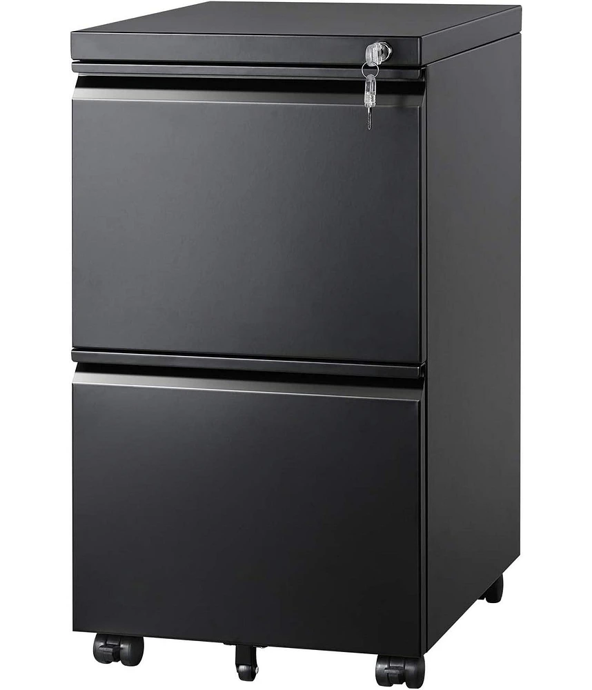 Devaise 2-Drawer Mobile File Cabinet with Lock, Vertical Filing Cabinet