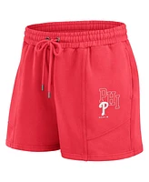 Wear by Erin Andrews Women's Red Philadelphia Phillies Washed Fleece Sweatshirt Shorts Lounge Set