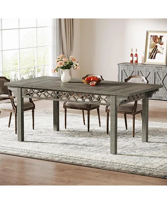 Tribesigns Farmhouse Dining Table for 6-8, 70.86-Inch Rectangle Wood Kitchen Table, Large Long Rustic Dinner Table for Kitchen & Dining Room