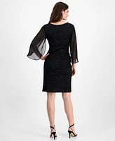 Connected Women's Mesh-Sleeve Gathered-Waist Dress