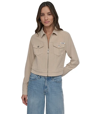 Dkny Jeans Women's Corduroy Zip-Up Jacket