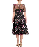 Eliza J Women's Boat-Neck Floral-Embroidered Lace Dress