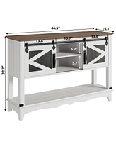 gaomon 46" Entryway Table with Sliding Barn Doors, Farmhouse Console Table with Storage