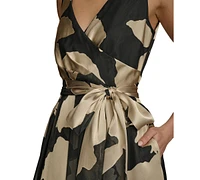 Donna Karan New York Women's Printed Sleeveless Tie-Waist Gown