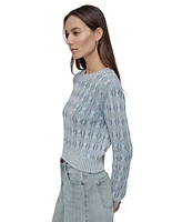 Dkny Jeans Women's Long-Sleeve Cotton Cable-Knit Crewneck Sweater