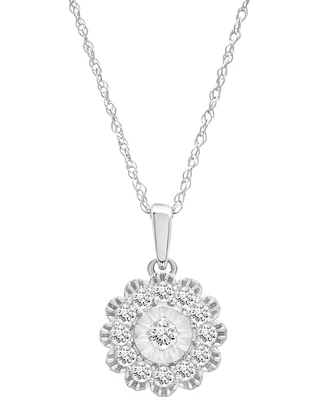 Diamond Halo 20" Pendant Necklace (1/2 ct. t.w.) in 14k White Gold, Exclusively at Macy's