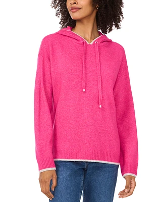 Vince Camuto Women's Tipped-Trim Pullover Hoodie Sweater