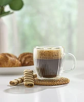 JoyJolt Fluted Savor Double Wall Espresso Coffee Glasses, Set of 4