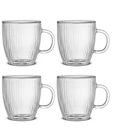 JoyJolt Fluted Savor Double Wall Coffee Glasses, Set of 4