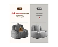 gaomon Giant Bean Bag Chair, Faux Fur Stuffed Bean Bag Couch with Filler, Bean Bag Chair for Adults, Big Lazy Sofa Floor Sofa with Handle