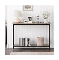 gaomon Console Table, Sofa Tables Narrow Entryway Table with Wood Shelf and Metal Frame