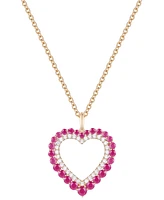 Ruby (1-1/4 ct. t.w.) & Diamond (1/4 ct. t.w.) Heart 18" Pendant Necklace in 14k Gold