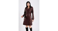 Furniq Uk Women's Genuine Leather Trench Coat