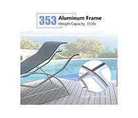 gaomon Outdoor Patio Chaise Lounge Set of 2, 3 Pieces Pool Lounge Chairs with Arm & Side Table, Beach Sunbathing Lawn Aluminum Chairs for Outside, Bac