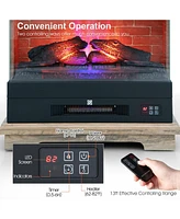 Sugift 27 Inch Freestanding Electric Fireplace with 3-Level Vivid Flame Thermostat