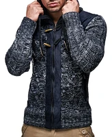 Leif Nelson Men's Cable Knit Hooded Cardigan Jacket