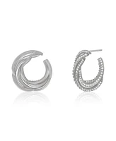 Suzy Levian Sterling Silver White Cubic Zirconia Open Circle Pave Earrings