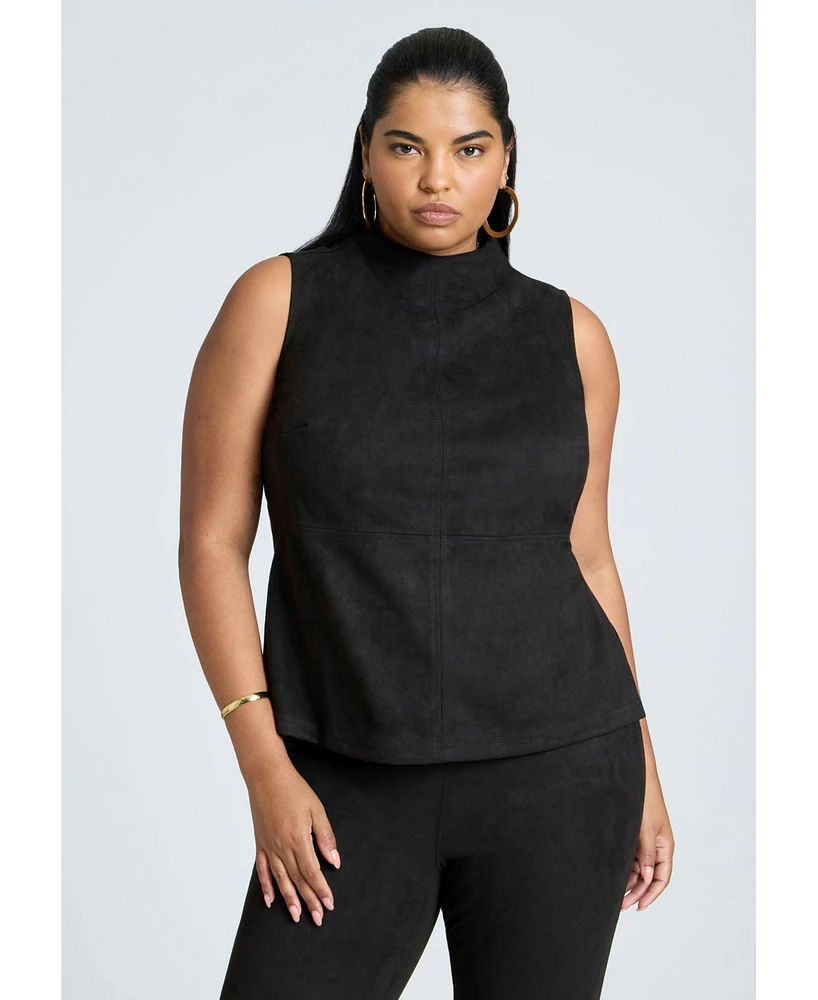 Eloquii Plus Faux Suede Sleeveless Top