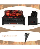 Skonyon 20 Inch Electric Fireplace Heater with Realistic Pinewood Ember Bed