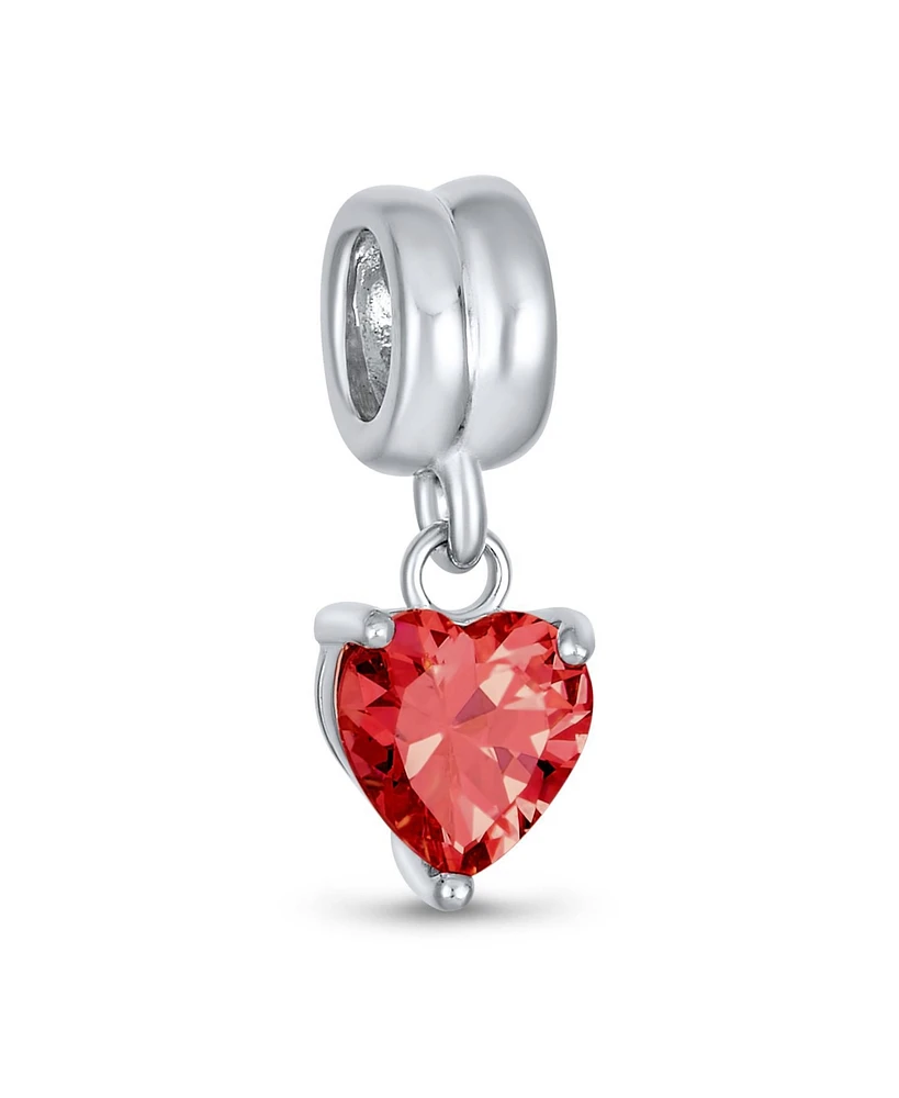 Bling Jewelry Valentines Love Heart Dangle Charm Bead Sterling Silver for Bracelet