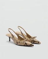 Mango Women's Snake-Effect Kitten Shoes