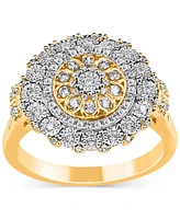 Diamond Baguette & Round Halo Cluster Ring (1/4 ct. t.w.) in 14k Gold