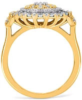 Diamond Baguette & Round Halo Cluster Ring (1/4 ct. t.w.) in 14k Gold