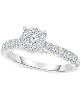 TruMiracle Diamond Cluster Ring (1 ct. t.w.) in 14k White Gold