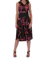 Robbie Bee Women's Chiffon Cowl-Neck Fit & Flare Dress