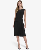 Halston Women's Mixed-Media Pleated Pull-On Skirt