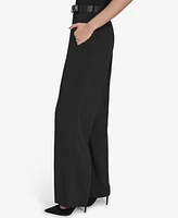 Halston Women's Belted Mid Rise Straight-Leg Pants