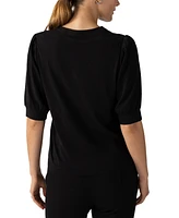 Sanctuary Women's Mixed-Media Button-Front Tee