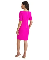 Dkny Women's Ruched Puff-Sleeve Jewel-Neck Dress