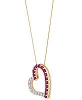 Grown With Love Lab Grown Ruby (2 ct. t.w.) & Lab Grown Diamond (1 ct. t.w.) Heart 18" Pendant Necklace in 14k Gold