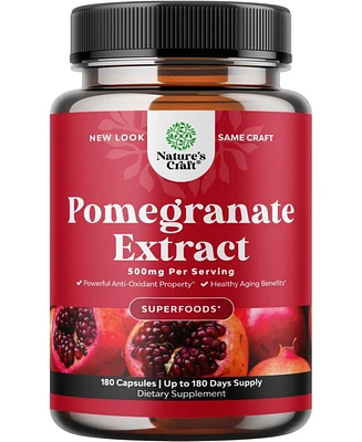 Nature's Craft Pomegranate Extract Capsules, Supplement for Heart Health and Joint Support, Nature's Craft, 180 ct