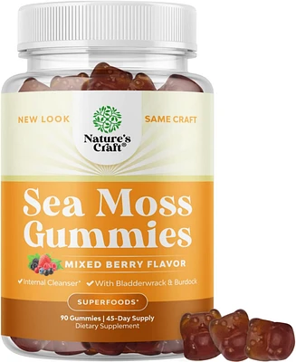 Nature's Craft Seamoss Gummies for Adults and Kids, Mixed Berry, Nature's Craft, 90ct